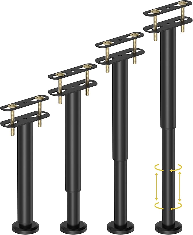 Wlrrcwdttc 4 Pcs Adjustable Height Bed Support Legs 10-17 inch, Bed Frame Center Support Legs for Bed Frame/Bed Center Slat/Furniture, Heavy Duty Metal Bed Legs Replacement Bed Slats Support Legs