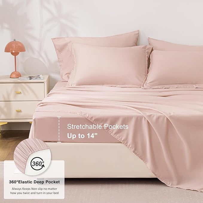 Love's cabin Twin XL Comforter Set Blush Pink, 5 Pieces Twin XL Bed in a Bag, All Season Bedding Sets with 1 Comforter, 1 Flat Sheet, 1 Fitted Sheet, 1 Pillowcase and 1 Pillow Sham | Soft, Breathable, Lightweight, Comfortable