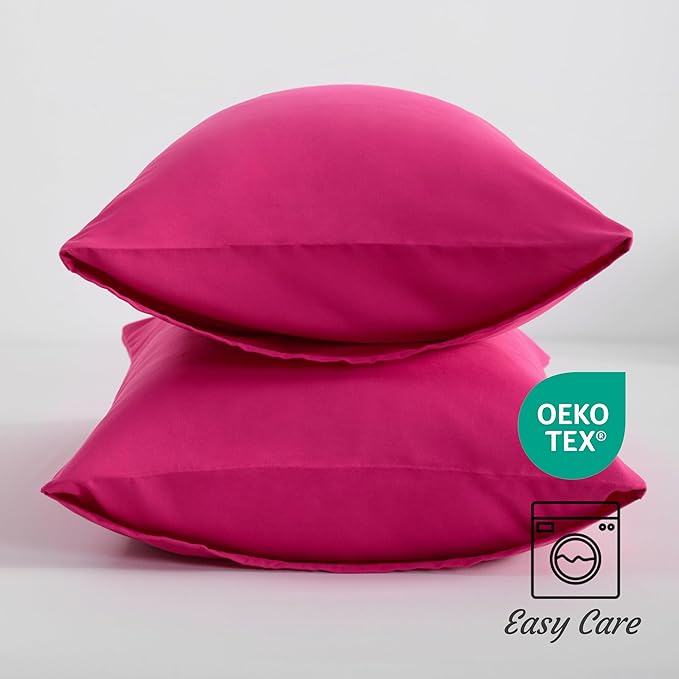 NTBAY Standard Pillow Cases Set of 2, 2 Pack Brushed Microfiber 20x26 Pillow Cases, Soft, Wrinkle, Fade, Stain Resistant Magenta Pillow Cases with Envelope Closure, 20x26 Inches, Magenta