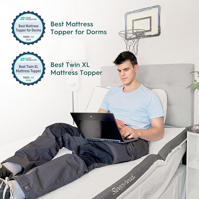 Sleepyhead Twin 3 Inch Mattress Topper for College Dorm Beds, Cooling Gel Memory Foam, Pressure-Relieving Comfort, Removable Washable Cover, CertiPUR-US® Certified (Twin 3")
