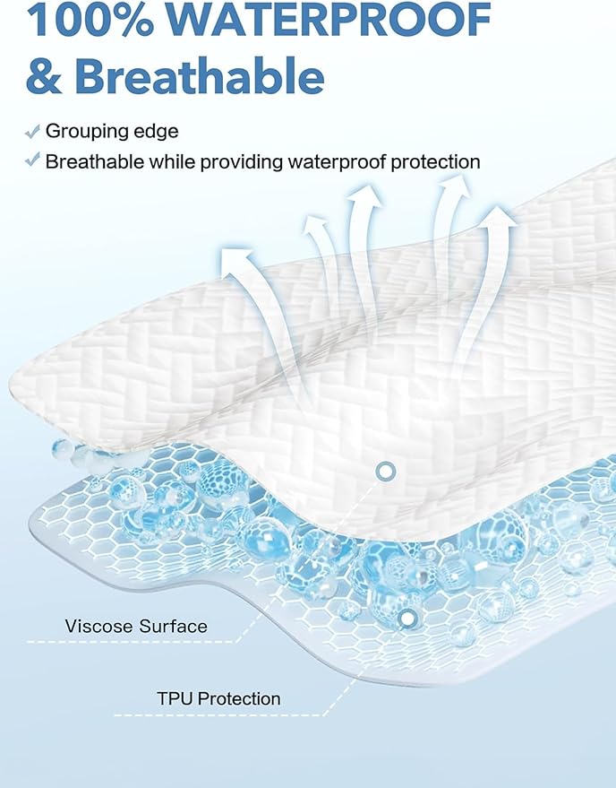 Cal King Waterproof Mattress Protector, Premium Viscose from Bamboo Mattress Pad Ultra Soft Breathable, Noiseless Mattress Cover Fitted 8"-21" Deep Pocket