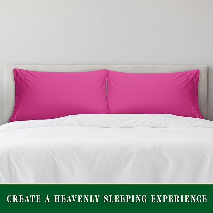 Elegant Comfort Luxury Ultra-Soft 2-Piece Pillowcase Set - 1500 Premium Hotel Quality Microfiber Double Brushed - Wrinkle Resistant, Standard/Queen, Pink