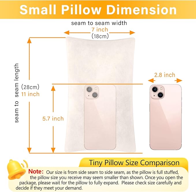 1 MIDDLE ONE 2 Pack Small Pillow, Memory Foam Mini Pillow 11 X 7 Inches for Travel, Sleeping, Nap and Neck, Knee, Lumbar Support, Tiny Cushion for Pet, Dogs (Off-White)