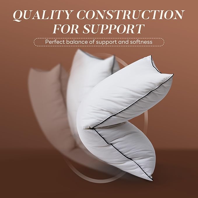 Feather Down Pillows Standard Size Set of 2, Luxury Hotel Collection Bed Pillow for Sleeping, 2 Pack, Fluffy Plush for Side, Back Sleepers Medium Firm, 20x26 in.