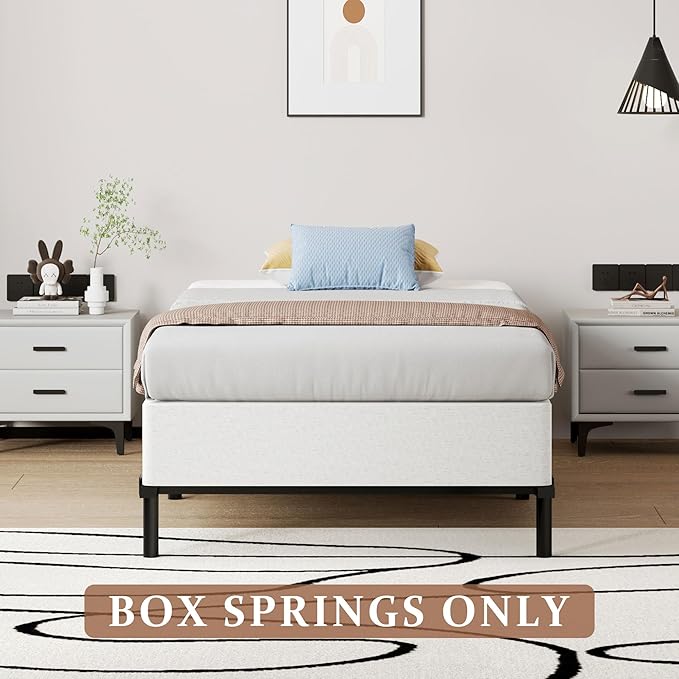 SHOANED Metal Box Spring Twin Size - 9 Inch High Profile Heavy Duty Black Bed Base Non Slip Mattress Foundation Box Springs for Twin Bed, Easy Assembly, No Noise