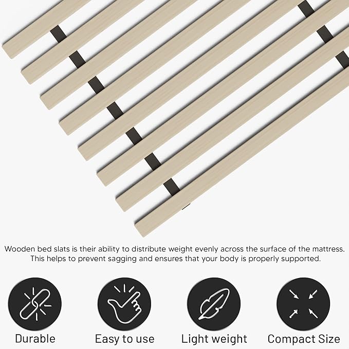 Treaton, 0.68-Inch Vertical Wooden Bunkie Board/Bed Slats, Twin, Beige