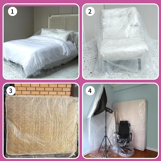 2 PK King/California King Mattress Bag for Moving, Waterproof Plastic Mattress Cover & Mattress Bag for Disposal