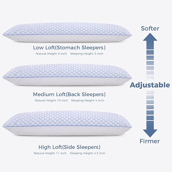 OSBED Cooling Adjustable Shredded Memory Foam Body Pillow - Temperature-Regulating for All Sleepers with Dual Airflow Ventilation(CertiPUR-US & Hypoallergenic & Machine Washable)