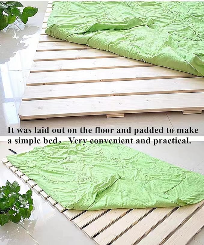 Breathable Moisture-Proof Bed Plate, Guest Tatami Mat,Wood Roll-Type Slatted Bed Japanese Floor Futon Mattress, Floor Sleep Bedding (Full)