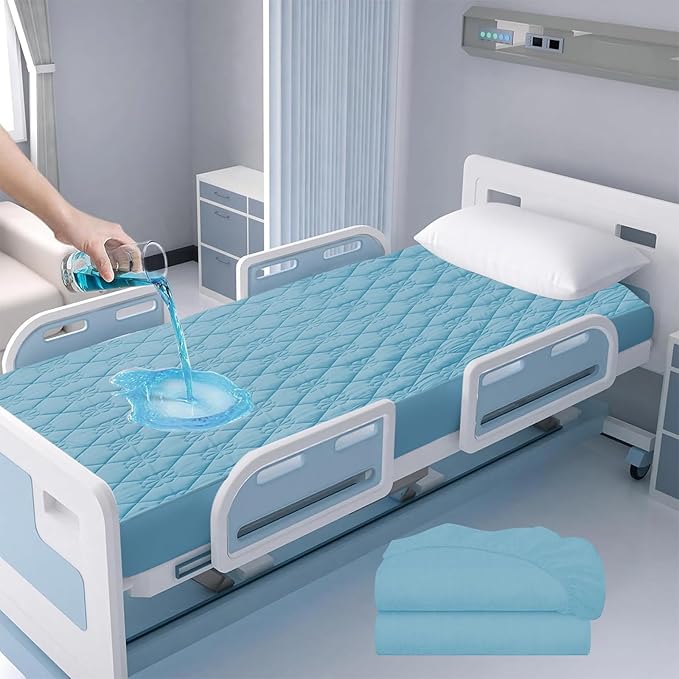 Waterproof Hospital Mattress Cover Protector Bed Sheet 36" x 80" x 9" Hospital Grade Incontinence Protection, Breathable Fabric for Elderly, Adults Machine Washable