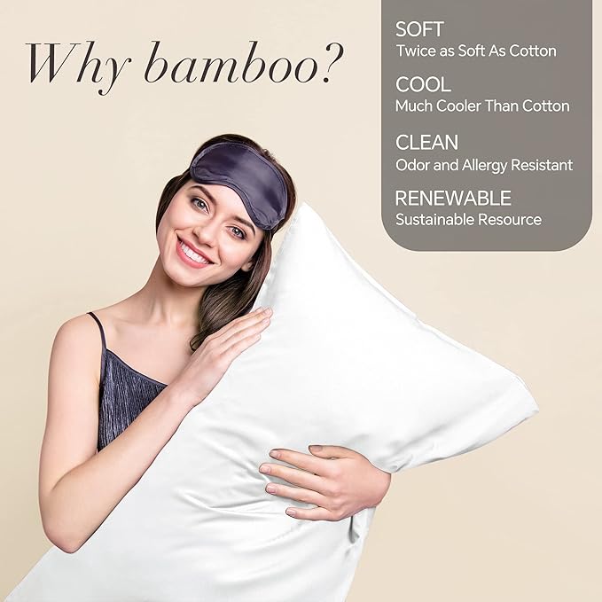 BEDELITE Body Pillow Cover, Rayon Made from Bamboo, Cooling Body Pillow Pillowcase for Hot Sleepers and Night Sweats, Breathable & Silky Soft Full Long Pillow Case Cover (White, 20x54 Inches)