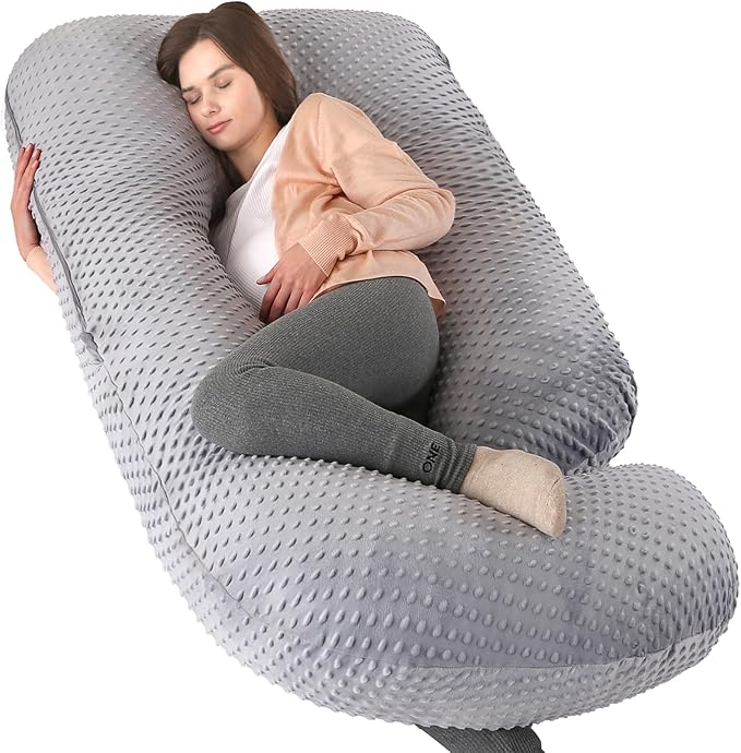 U-Shaped Full Body Pregnancy Pillow for Sleeping – 57" Maternity Pillow with Removable Cover, Support for Back, Legs, Belly & Hips (Velvet-Black Grey)