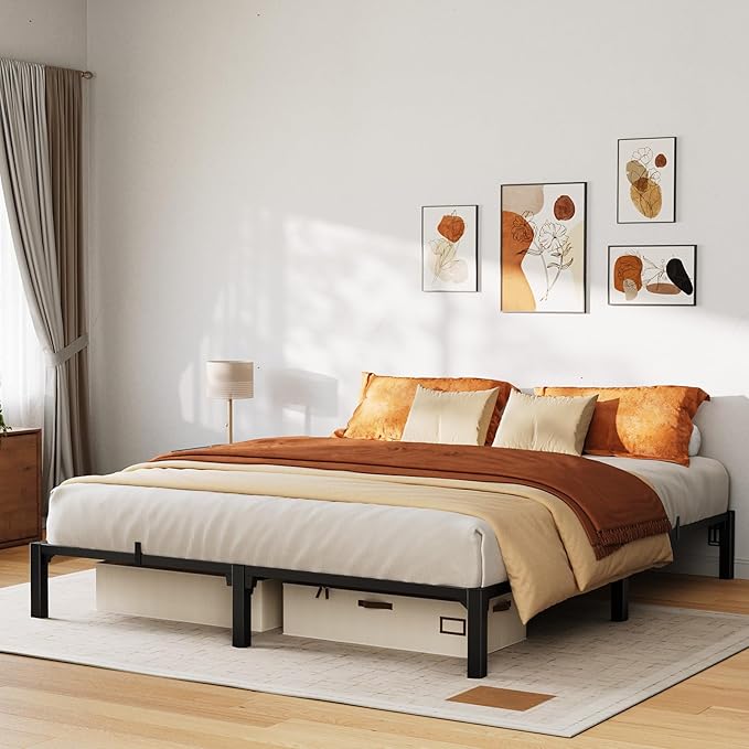 GarveeHome 10 Inch King Bed Frame, Heavy Duty Metal Platform Bed Frame with Iron Slat Support, No Box Spring Needed, Tool-Free Assembly, Supports 800 Lbs