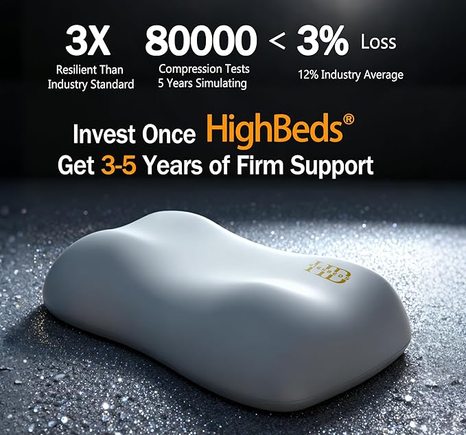 HighBeds Cervical Neck Pillow for Neck Pain Relief- Memory Foam Pillow for Side and Back Sleepers, BASF Support with Ergonomic Pillow(Grey)