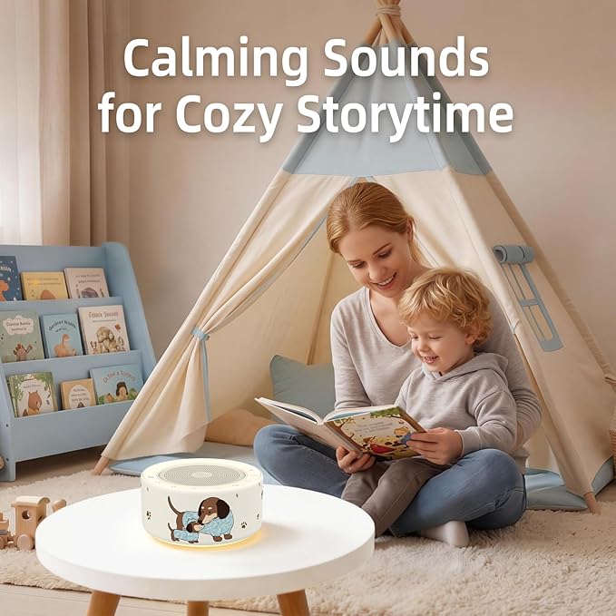Kipcush White Noise Machine - Soft Non-Glare Nursery Lamp, 30 Soothing Sounds, 8 Color Lights, Max 8-Hour Timer for Baby & Adults