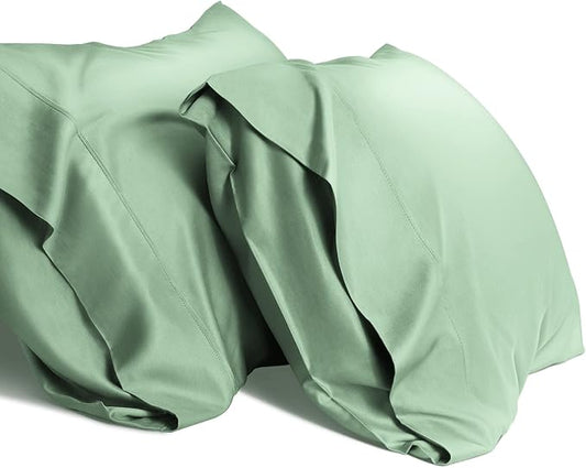 WishSmile Standard Pillow Cases Cooling Pillowcases Set of 2 Breathable Cool Silky Soft Rayon Derived from Bamboo Fabric,Hair and Skin Friendly,Jade Green,20x26IN