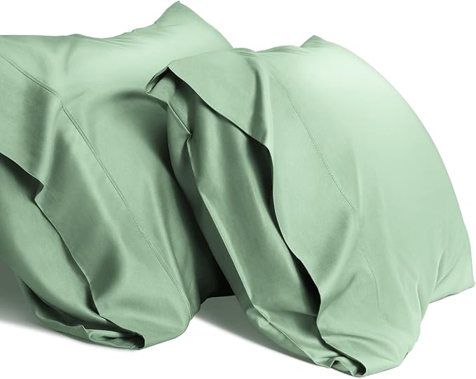 WishSmile Cooling King Pillowcases Set of 2 Breathable Cool Silky Soft Rayon Derived from Bamboo Fabric, Moisture Wicking for Hot Sleepers, Hair and Skin Friendly, Jade Green, 2 Pack, 20x36IN