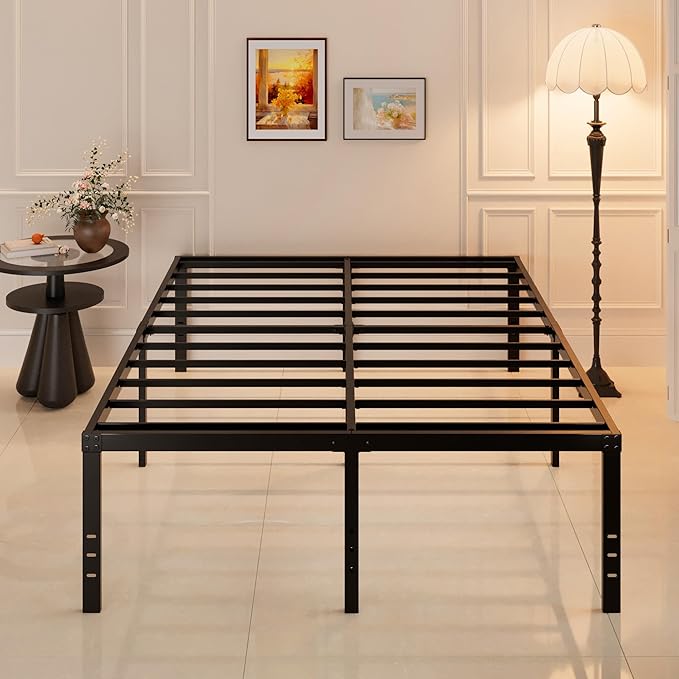 Maenizi Full Size Bed Frame No Box Spring Needed, 20 Inch Heavy Duty Metal Platform Bed Frame Full Support Up to 3000 lbs, Easy Assembly, Noise Free, Black