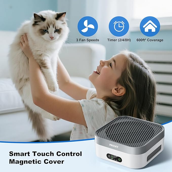 Air Purifiers for Home, H13 True HEPA Filter Captures Smoke Odor Pet Dander, Portable Quiet Car Air Purifier for RV/Desk/Bedroom/Office, Covers up to 600 Ft², Timer - 1 Filter