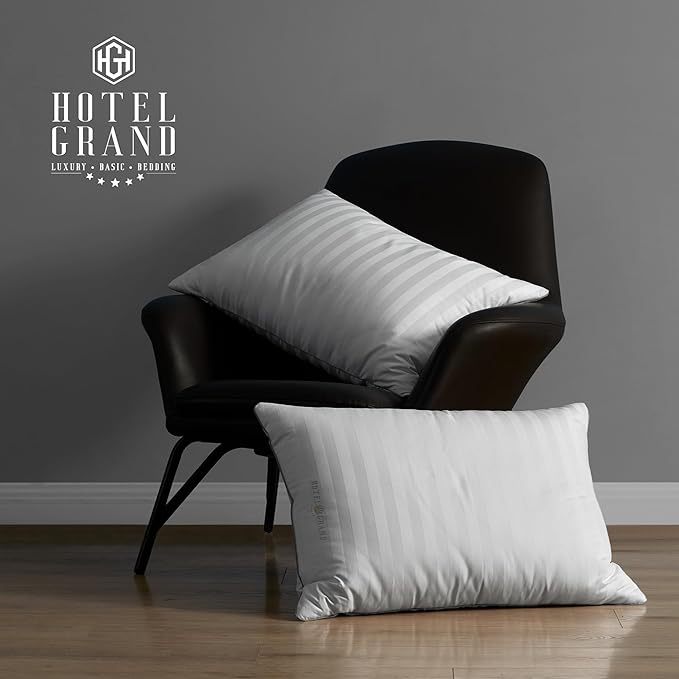 Hotel Grand Luxury Feather Down Pillows King Size Set of 2 Pack Hypoallergenic Medium Firm Pillows 100% Cotton Breathable Sleeping Pillows for Back/Side Sleepers Bed Pillows,20" X36"(2 Pack)