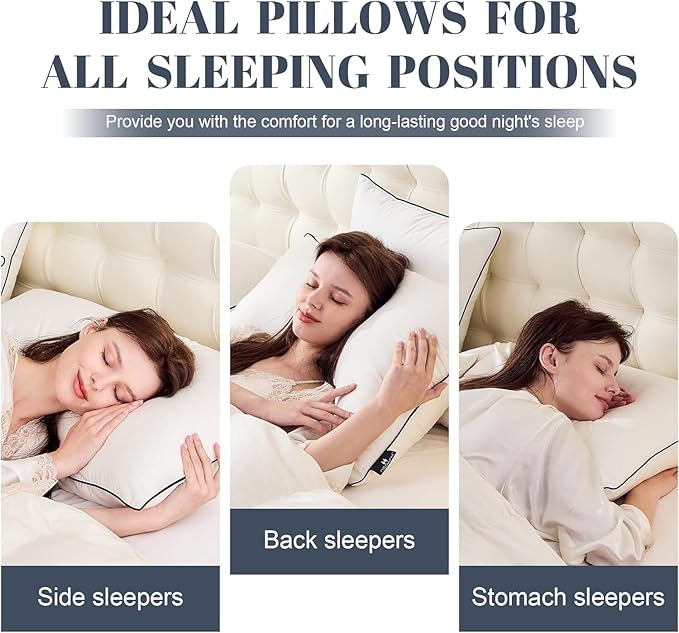 Flat Feather Down Pillows for Sleeping Standard Size Set of 1, Thin Hotel Pillow 1 Pack with Airyfil™ Fillings, Soft Bed Pillow for Stomach, Back Sleepers, Soft, 20×26 in.