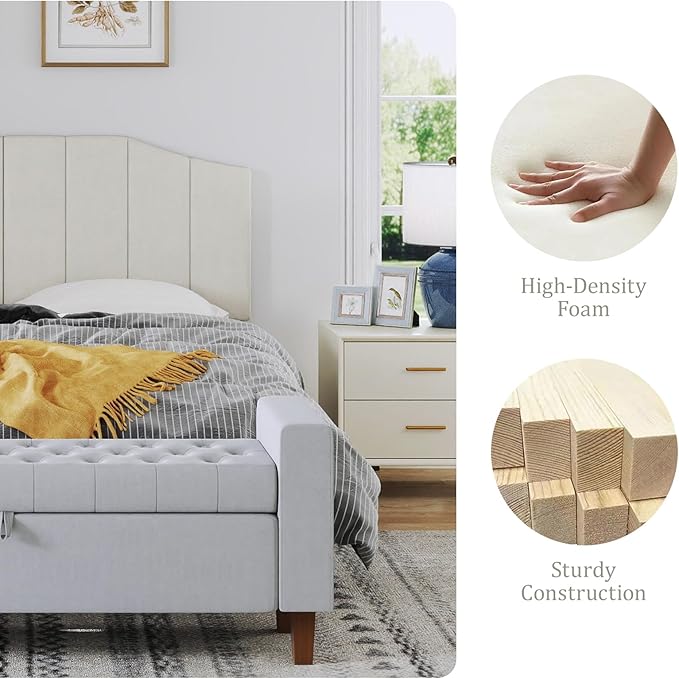 Furpopup Velvet Queen Size Headboard, Upholstered Headboard Queen/Full Size Wall Mount and Bed Frame Mount, Featuring High-Density Sponge Padding Luxury Texture Easy Assembly Comfort Style-Cream