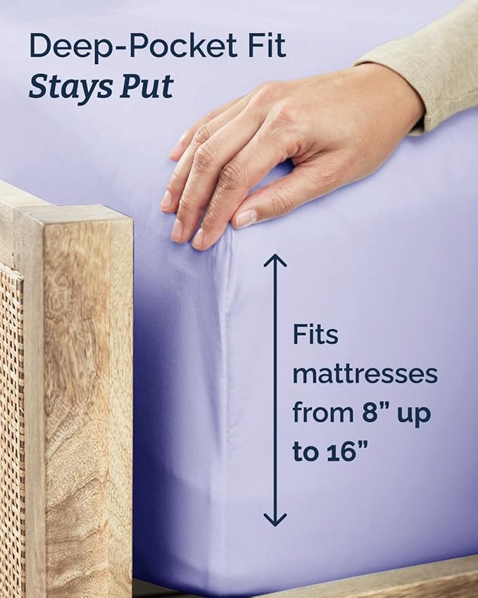 Twin 4 Piece Sheet Set - Comfy, Breathable & Cooling - Hotel Luxury Bedding for Women, Men, Kids, Teens and Children - 1 Flat & 1 Fitted Sheet & 2 Pillowcases w/ Deep Pockets - Wrinkle Free - Lavender