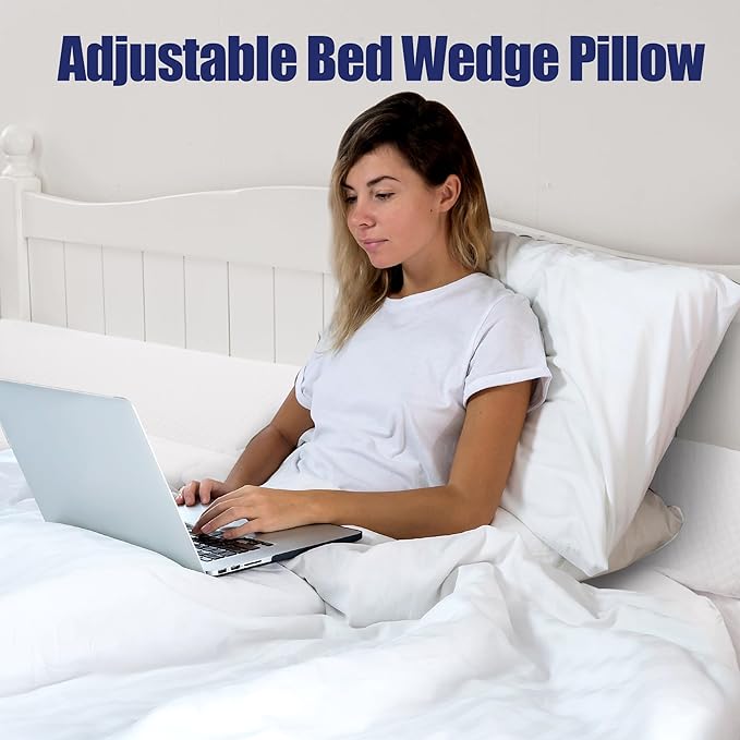 HOMBYS Wedge Pillow Headboard for Bed Gap,Foldable Bed Wedge Gap Filler Full Size,Matterss Gap Filler,Multi Functional Bed Crack Pillow, Fill The Gap (0-7") Between Your Headboard and Mattress,White