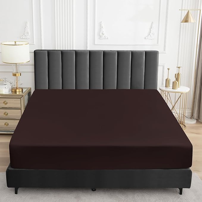 Sufdari Full Size Mattress Protector,Waterproof Mattress Protector,Fitted Sheet Style Mattress Cover with 18" Deep Pocket,Washable and Comfortable-Chocolate,Full