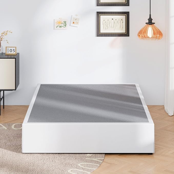 Upcanso 16 Inch King Size Bed Frame with White Skirt Cover, Metal King Bed Frame with Storage, No Box Spring Needed, Heavy Duty, Easy Assembly, Noise Free, Mattress Foundation