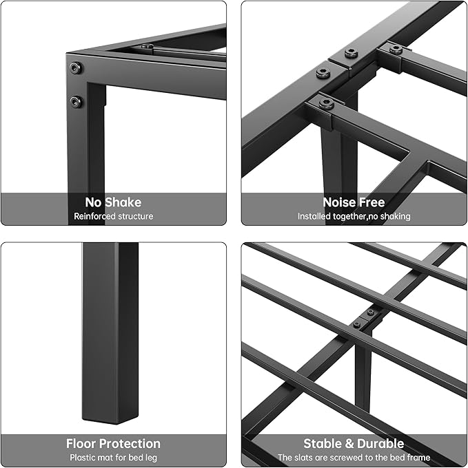 GarveeHome Full Size Bed Frame, 8 Inch Metal Platform Bed Frames with Heavy Duty Steel Slat Support, No Box Spring Needed, Noise Free,Anti-Sliding Slat,Easy Assembly, Under Bed Storage