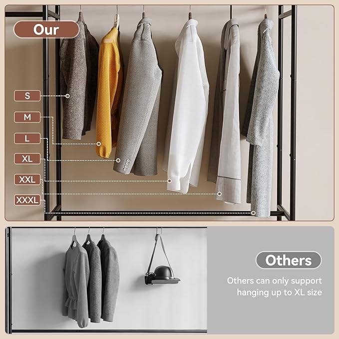 Wardrobe Closet, Clothes Racks for Hanging Clothes, Free Standing Closet Organizers and Storage, Portable Closets for Small Space, Tall Size