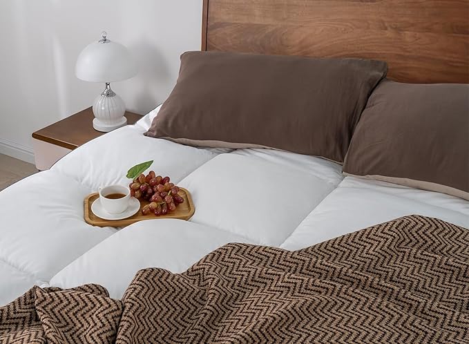 QUEEN ROSE California King Mattress Topper Cooling Extra Thick 3D Snow Down Pillow Topper Mattress Pad Cover Bed Mattress Topper, Hotel Quality, Down Alternative, Plush and Support
