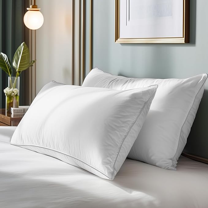 SANSWAN Goose Down Feather King Pillows Set of 2, Luxury Hotel Quality Pillow, Firm, Cooling