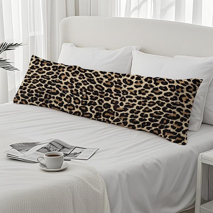 Leopard Print 20x54 Body Pillow Cover, Cheetah Print Room Decor, Trendy Girly Room Decor, Wildlife Animal Skin Theme Cheetah Decorative Long Body Pillow Cases for Bed Couch