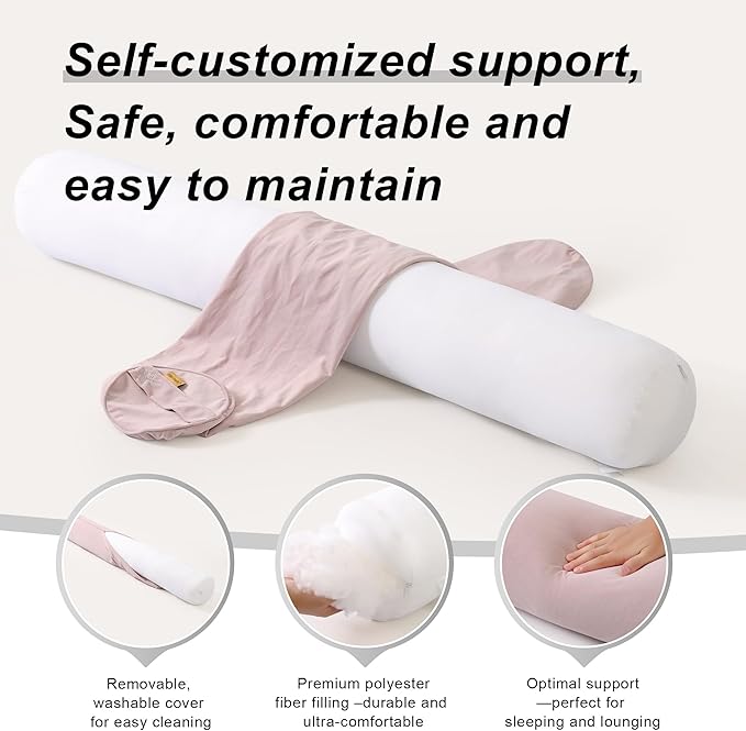 Body Pillow for Adults,Long Round Pillow,Big Cylindrical Pillow,Large Full Bolster Pillows for Side Sleepers (Purple, 59"*7.87")