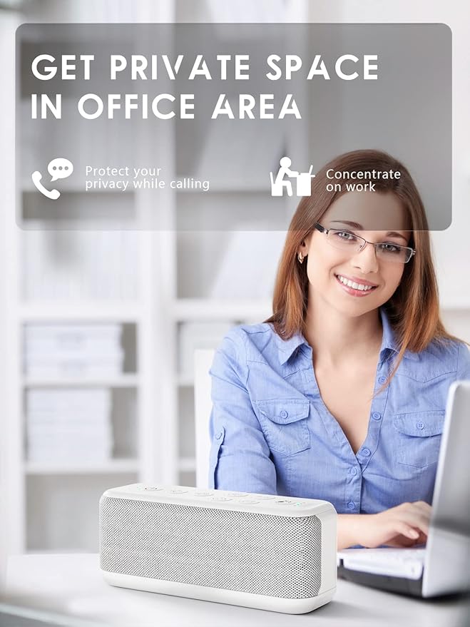 OnLyee White Noise Machine for Office Privacy, USB Rechargeable Sound Machine with 42 Non-Looping Sounds, Auto-Off Timer for Focus, Sleep and Travel