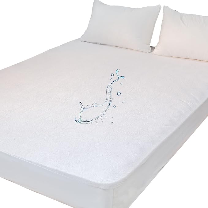 Kingnex Waterproof Twin XL Mattress Protector for College Dorm Room Extra Long Twin Bed Soft Bamboo Viscose Terry Top Quiet Breathable Fitted Mattress Cover