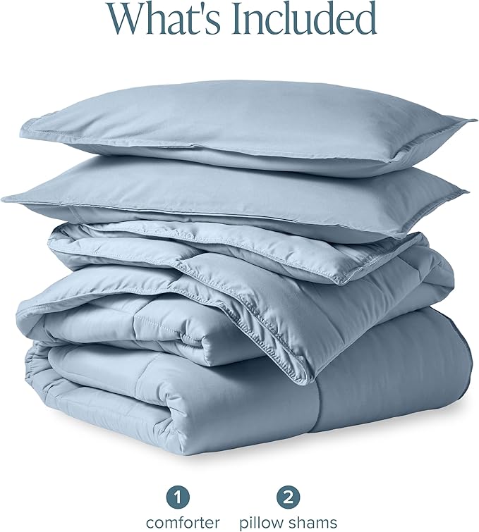 Bare Home Comforter Set - Cal King Size - Ultra-Soft - Goose Down Alternative - Premium 1800 Series - All Season Warmth (Cal King, Dusty Blue)