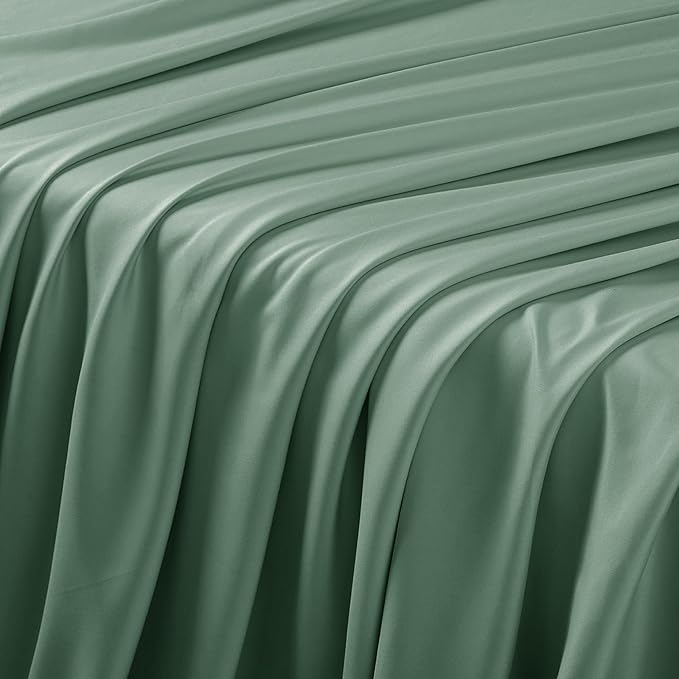 Manyshofu 4 Piece Split Head King Sheets Sets for Adjustable Bed Sheet, Flex Head Split Top King Sheets Sage Green Sheet Set - 1800 Thread Count Bedding Set with 14-16 Inch Deep Pockets