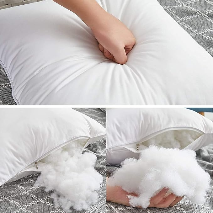 Leeden 20 x 20 Pillow Inserts (Set of 4) - Throw Pillow Inserts with 100% Cotton Cover - 20 Inch Square Interior Sofa Pillow Inserts - Decorative Pillow Insert Pair - White Couch Pillow