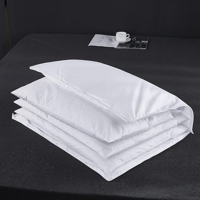 Three Geese Adjustable Layer Goose Feather Pillow Queen Size,Assemblable Bed Pillow with Pillowcase,100% Soft Cotton Cover,Good for Side and Back Stomach Sleeper,Packaging Include 1 Pillow.