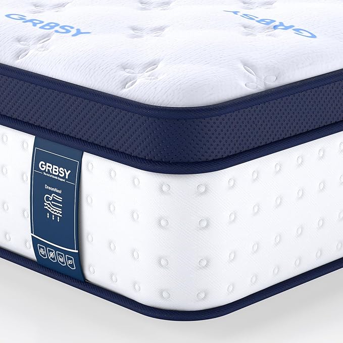 12 Inch Twin XL Mattress, 7-Zoned Support Hybrid Twin XL Size Mattress in A Box with Cooling Gel Memory Foam & Pocket Coils for Back Pain Relief, Assembled in USA, Motion Isolation, Medium Firm