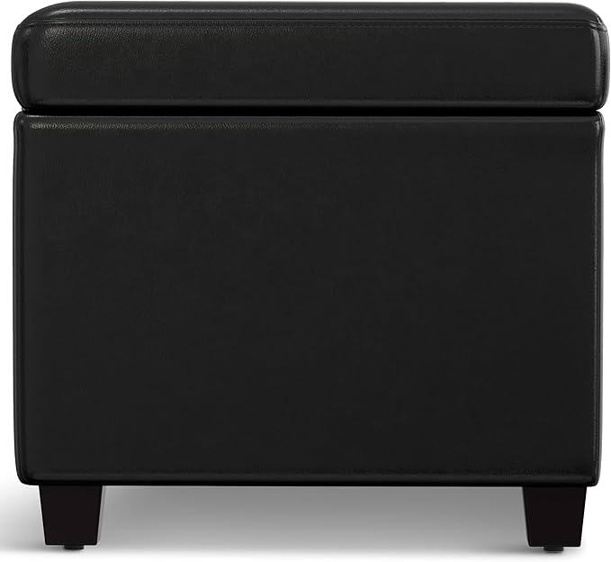SIMPLIHOME Avalon Extra Large Storage Ottoman Bench - 54 inch Wide Upholstered Vegan Leather Rectangular Lift-Top Ottoman in Midnight Black, Contemporary Bench for Living Room with Hidden Storage