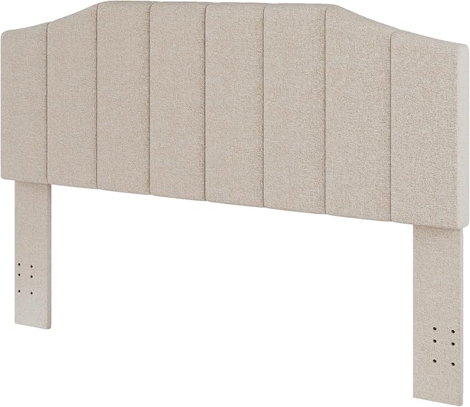 Furpopup Linen Queen Size Headboard, Upholstered Headboard Queen/Full Size Wall Mount and Bed Frame Mount, Featuring High-Density Sponge Padding Luxury Texture Easy Assembly Comfort Style-Beige