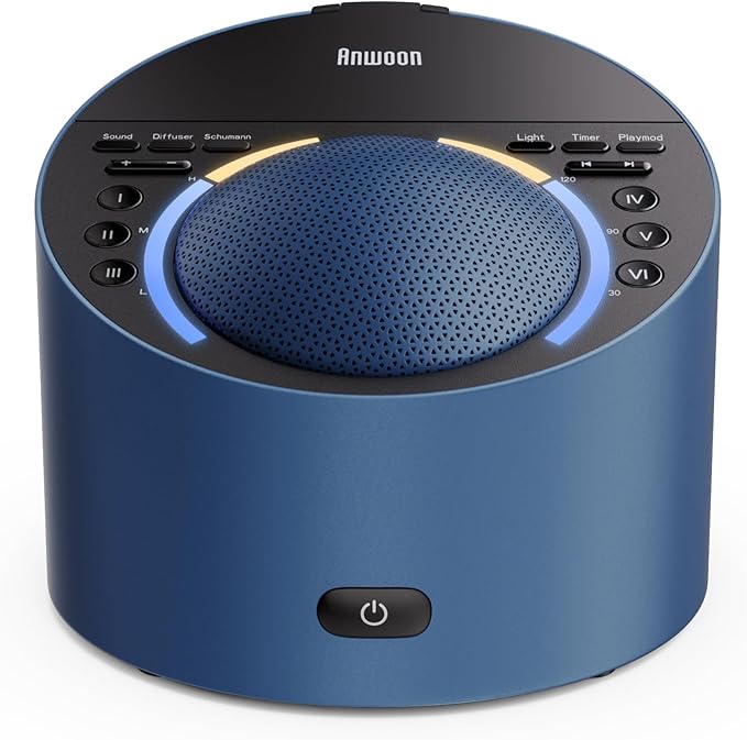 White Noise Machine & Night Light, 12W Powerful Sound Machine with 50+ Natural Sounds, Noise Masking for Snoring, Traffic &Office –Expandable with Aroma Diffuser & Schumann Resonance (Sold Separately)
