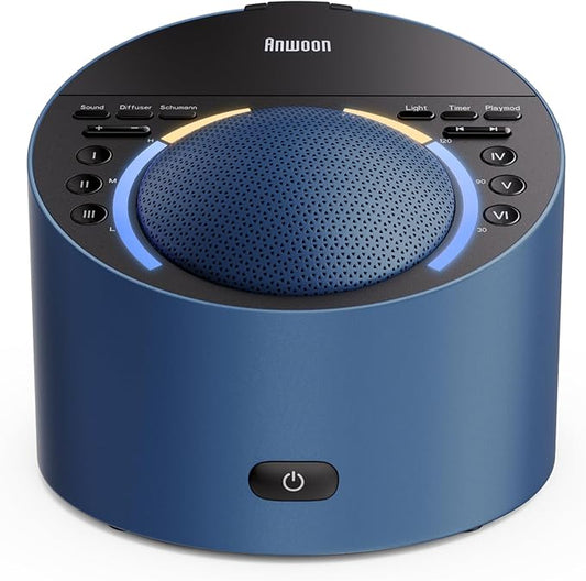 White Noise Machine & Night Light, 12W Powerful Sound Machine with 50+ Natural Sounds, Noise Masking for Snoring, Traffic &Office –Expandable with Aroma Diffuser & Schumann Resonance (Sold Separately)