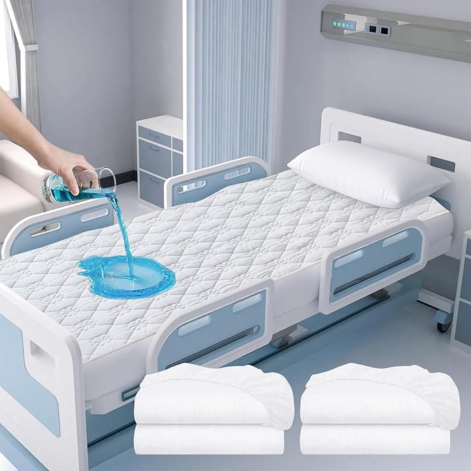 Waterproof Hospital Mattress Cover Protector Bed Sheet 36" x 80" x 9" Hospital Grade Incontinence Protection, Breathable Fabric for Elderly, Adults Machine Washable