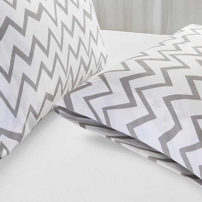 Elegant Comfort Luxury Ultra-Soft 2-Piece Pillowcase Set - 1500 Premium Hotel Quality Microfiber Double Brushed - Wrinkle Resistant, King Size, Chevron Pattern Gray