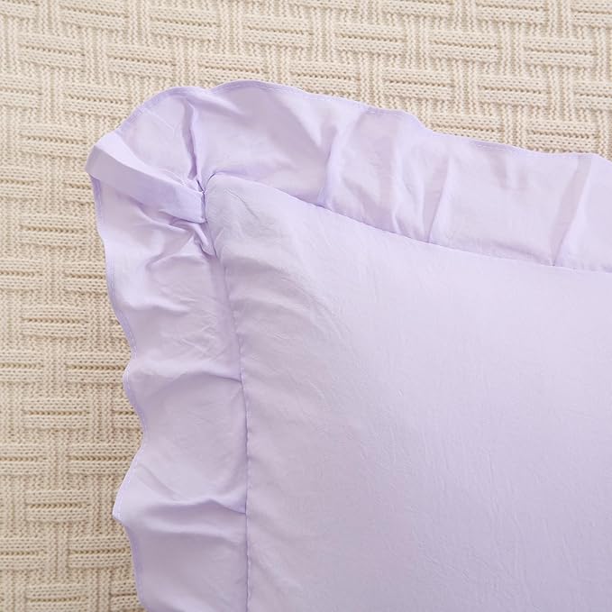 Merryword Lilac Purple Body Pillow Cover 20x54inches Long Pillowcase Ruffled Pillowcases Shabby Chic Ruffled Fringe Decor Body Ruffled Pillow Sham Cute Pillowcase
